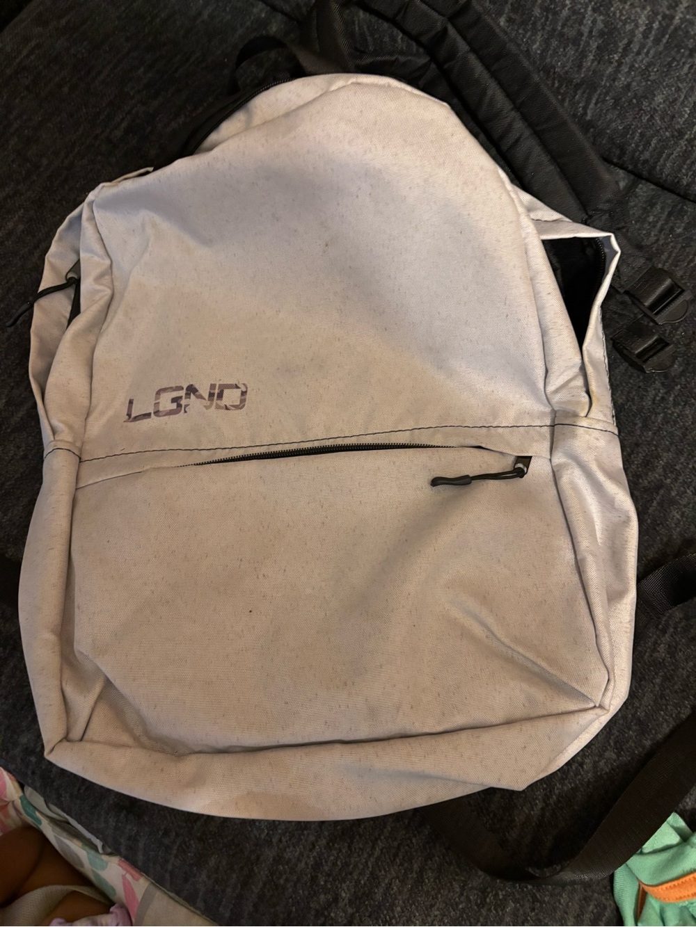 Light Gray Men's Backpack with Front Zip Pocket